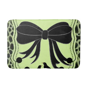 Banheiro tapete preto verde de aves-leopardo