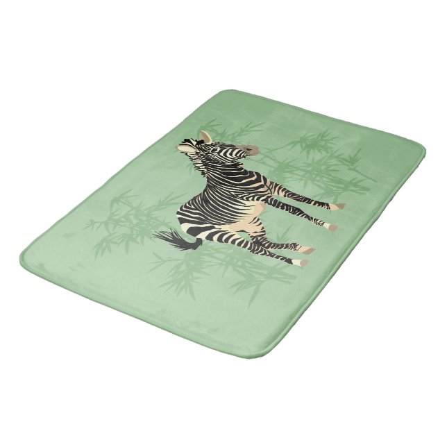 Banheiro Zebra exótica com tapete de banho de bambu (Angulado)