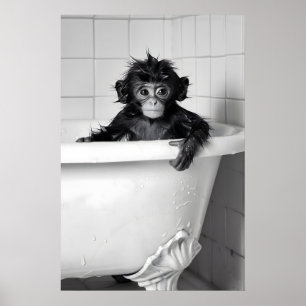 Banho de Bolhas do Macaco Engraçado Impressão Banh