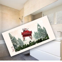 Monograma Carruagem papai noel Toalha de Natal