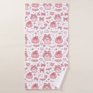 Banho Toalha de Halloween com Laço de Fantasma Rosa Coqu