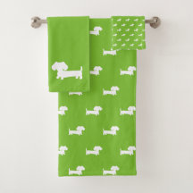 Banho Verde Brilhante Dachshund 3 partes Toalha