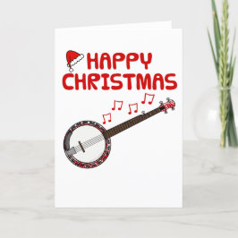 Banjo Cartão de Natal Banjoist Musical