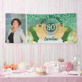 Banner 80 de Aniversário e Balões Verde