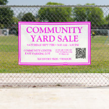Banner Bright Neon Pink White Community Yard