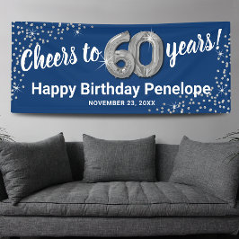Banner de aniversário 60th Silver Glitter