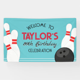 Banner de aniversário da Boliche Azul-Teal Grande