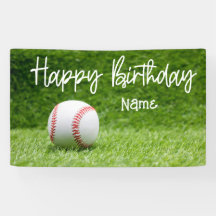 Banner de aniversário de beisebol com bola