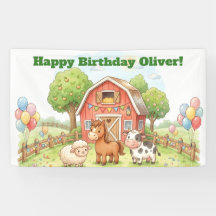 Banner de Aniversário de Fazenda Fofa