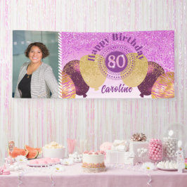 Banner de Aniversário e Balões de 80 brilhante ros