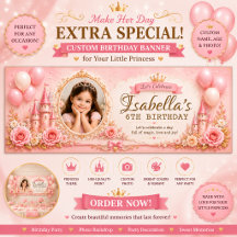 Banner de Aniversário Personalizado para Meninas, 