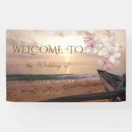 Banner de Casamento Plumeria Pôr do Sol na Praia