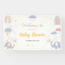 Banner de Chá de fraldas dos Elefantes Cotovelos