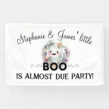 Banner de Chá de fraldas Floral Little Boo Hallowe