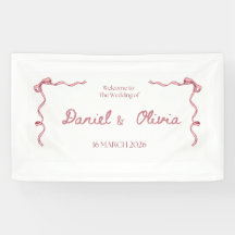 Banner de Convite de Casamento Elegante – Fita Ros