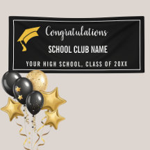 Banner de Graduação de Clube Personalizado Preto