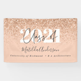 banner de graduação do na moda de guião rosa Gold