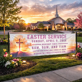 Banner de Horário de Serviço de Páscoa para Igreja