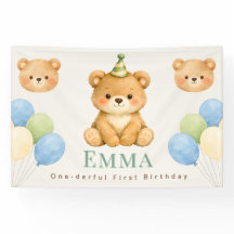 Banner de Primeiro Aniversário do Urso Onederful P