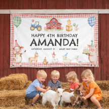 Banner de Vinil de Aniversário Infantil Animais da
