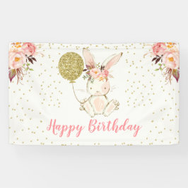 Banner Floral Bunny Happy Birthday