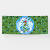Banner Mermaid Warrior Green Scales