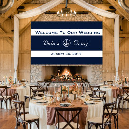 Banner náutico de casamento 3' x 5'