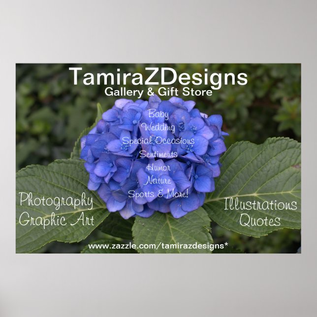 Banner POSTER de negócios Hydrangea azul (Frente)
