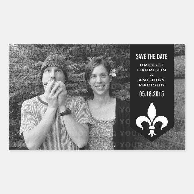 Banner preto chic florish Salve os adesivos de dat (Frente)
