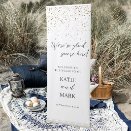 Banner Retrátil Boas-vindas ao Casamento Dourado Mínimo Elegante