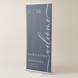 Banner Retrátil Boas-vindas de casamento moderno formal navy