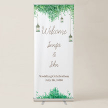 Borda verde de aquarela com lanternas suspensas