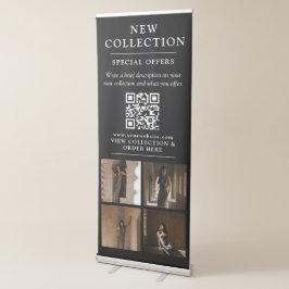 Banner Retrátil Código QR de Foto de Moda Promocional Preto Empres