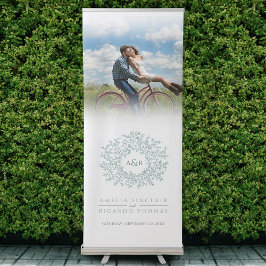 Banner Retrátil Deixa o círculo de sábado verde e foto de casament