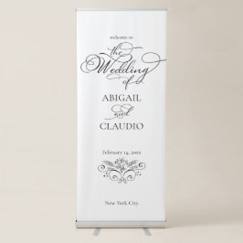 Banner Retrátil Entrada de Casamento Clássica em Preto e Branco