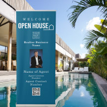 Estate Open House Logo Photo Blue