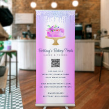 Glitter de Bolo Roxo Drives QR Code Bakery Nome do