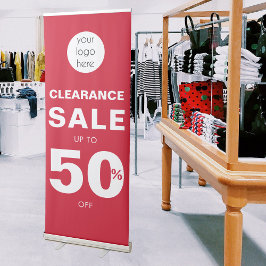 Banner Retrátil Logotipo comercial de varejo Compre Red Clearding