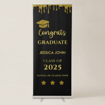 Preto e Dourado Parabéns Graduado Formatura