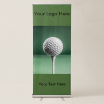 Banner retrátil vertical com esfera de golfe