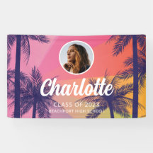 Banner Tropical Palm Tree Graduation