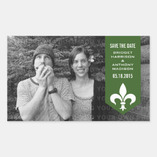 Banner verde Chic Flourish Salve os adesivos Date