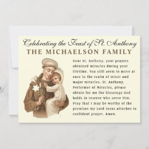 Banquete da Rua. Cartão de Oração Católico Anthony