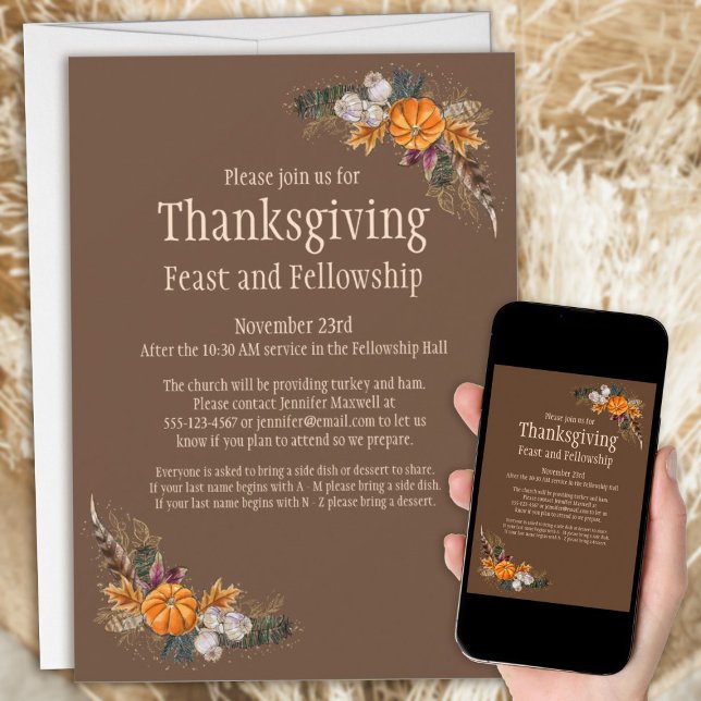 Banquete de Ação de Graças + Convite à Igreja de F (Thanksgiving Feast + Fellowship Church Invitation)