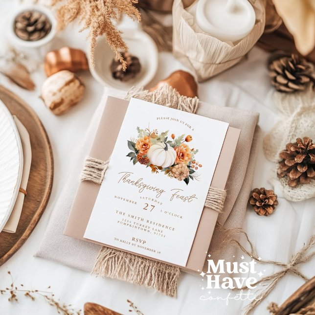 Banquete de Ação de Graças Pumpkin Janto Convite d (Criador carregado)