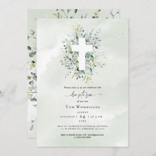 Baptism Convite Greenery