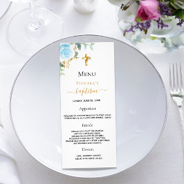 Baptism Menu Light Blue boy floral