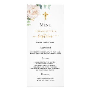 Baptism Menu White gold floral