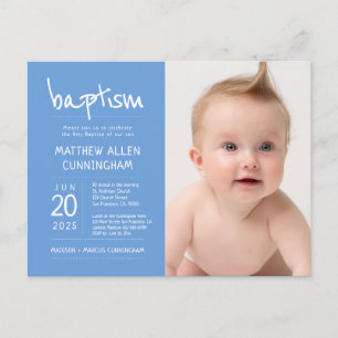 Baptismo Boy   Convite para Fotografias Moderno + 