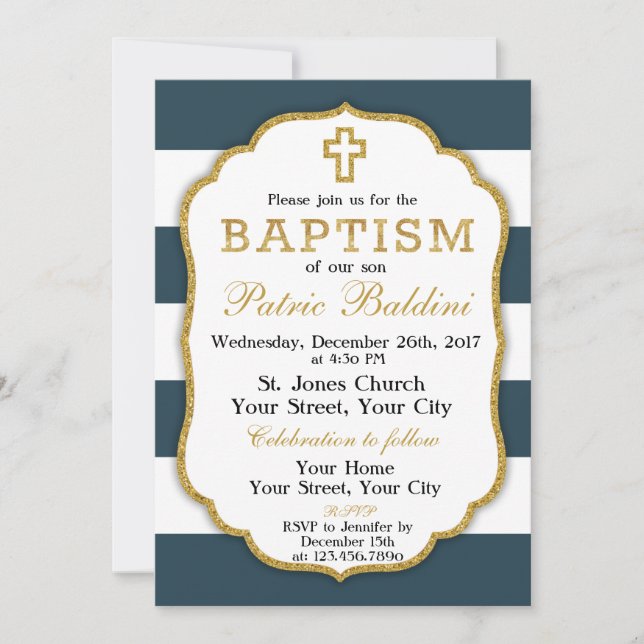 Baptismo, convite do batismo para um MENINO (Frente)